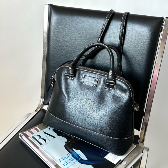 KATE SPADE NEW YORK Wellesley Leather Satchel Purse Crossbody/Black~Orig.$335! - Picture 16 of 17